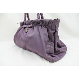 Prada bag BOW purple shoulder MIRTILLO handbag TESSUTO